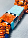 Native American One Of The Most Unique Vintage Santo Domingo Turquoise Inlay Necklace-Nativo Arts