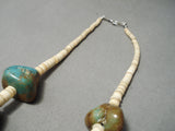 Native American Heavy Chunky 250 Gram Vintage Santo Domingo Turquoise Sterling Silver Necklace-Nativo Arts