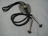 Important Running Water Vintage Native American Navajo Turquoise Sterling Silver Bolo Tie-Nativo Arts