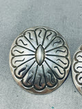 Dramatic Vintage Native American Navajo Sterling Silver Concho Earrings-Nativo Arts