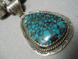 Incredible Vintage Native American Navajo Spiderweb Turquoise Sterling Silver Necklace-Nativo Arts