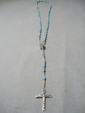 Stunning Navajo Tubule Turquoise Sterling Silver Native American Rosary-Nativo Arts
