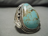 Tremendous Vintage Native American Navajo Royston Turquoise Sterling Silver Ring Old-Nativo Arts
