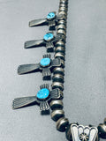 One Of The Best Native American Navajo Turquoise Cross Sterling Silver Squash Blossom Necklace-Nativo Arts