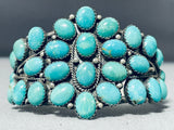 Gorgeous Vintage Native American Navajo Earth Blue Turquoise Cluster Sterling Silver Bracelet-Nativo Arts