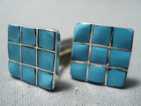 Superb Vintage Zuni Turquoise Sterling Silver Cuff Links Native American Old-Nativo Arts