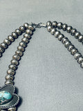 191 Gram Vintage Native American Navajo Turquoise Sterling Silver Squash Blossom Necklace-Nativo Arts