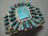 Rare Vintage Native American Navajo Teardrop Turquoise Sterling Silver Bracelet Cuff-Nativo Arts