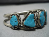 Magnificent Vintage Native American Navajo Kingman Turquoise Sterling Silver Bracelet Cuff-Nativo Arts