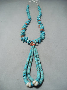 Opulent Vintage Navajo Turquoise Nugget Coral Native American Necklace Old-Nativo Arts