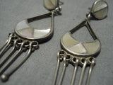 Incredible Vintage Zuni Native American Sterling Silver Inlay Earrings-Nativo Arts