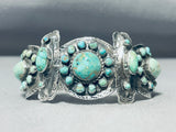 Important 1800's/ 1900's Vintage Native American Navajo Coj Silver Turquoise Bracelet-Nativo Arts