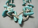 Astounding Vintage Navajo Blue Gem Turquoise Native American Heishi Necklace Old-Nativo Arts