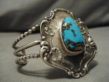 Incredible Vintage Native American Navajo Morenci Turquoise Sterling Silver Bracelet Old Cuff-Nativo Arts