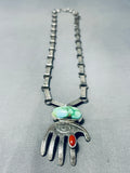 Quality Santo Domingo Carico Lake Turquoise Coral Sterling Silver Necklace-Nativo Arts