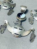 Dynamic Native American Navajo Jet Opal Sterling Silver Kachina Pendant And Earring Set-Nativo Arts