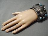 Mind Blowing Native American Buffalo Turquoisen Sterling Silver Bracelet-Nativo Arts
