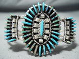 Eddy Cooyate Native American Zuni Turquoise Synthetic Opal Needlepoint Sterling Silver Bracelet-Nativo Arts