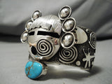 Best Native American Navajo Alex Sanchez Turquoise Sterling Silver Kachina Bracelet-Nativo Arts