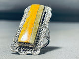 Excellent Native American Navajo Honeybee Jasper Sterling Silver Ring-Nativo Arts