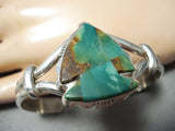 Intricacy!! Vintage Native American Navajo Royston Turquoise Arrowhead Sterling Silver Bracelet-Nativo Arts