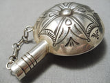 Detailed Completely Handmade Vintage Native American Navajo 3d Sterling Silver Flask Pendant-Nativo Arts