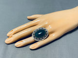 Dynamic Joe Tso Native American Navajo Jade Sterling Silver Ring Signed Jo Tso-Nativo Arts