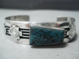 Incredible Vintage Native American Navajo Geomtric Turquoise Sterling Silver Channel Bracelet-Nativo Arts