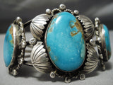 Museum Vintage Native American Navajo Old Morenci Turquoise Sterling Silver Bracelet Old-Nativo Arts