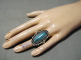 Outstanding Vintage Native American Navajo Spiderweb Turquoise Sterling Silver Ring Old-Nativo Arts