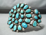 Museum Vintage Native American Navajo Morenci Turquoise Cluster Sterling Silver Bracelet-Nativo Arts