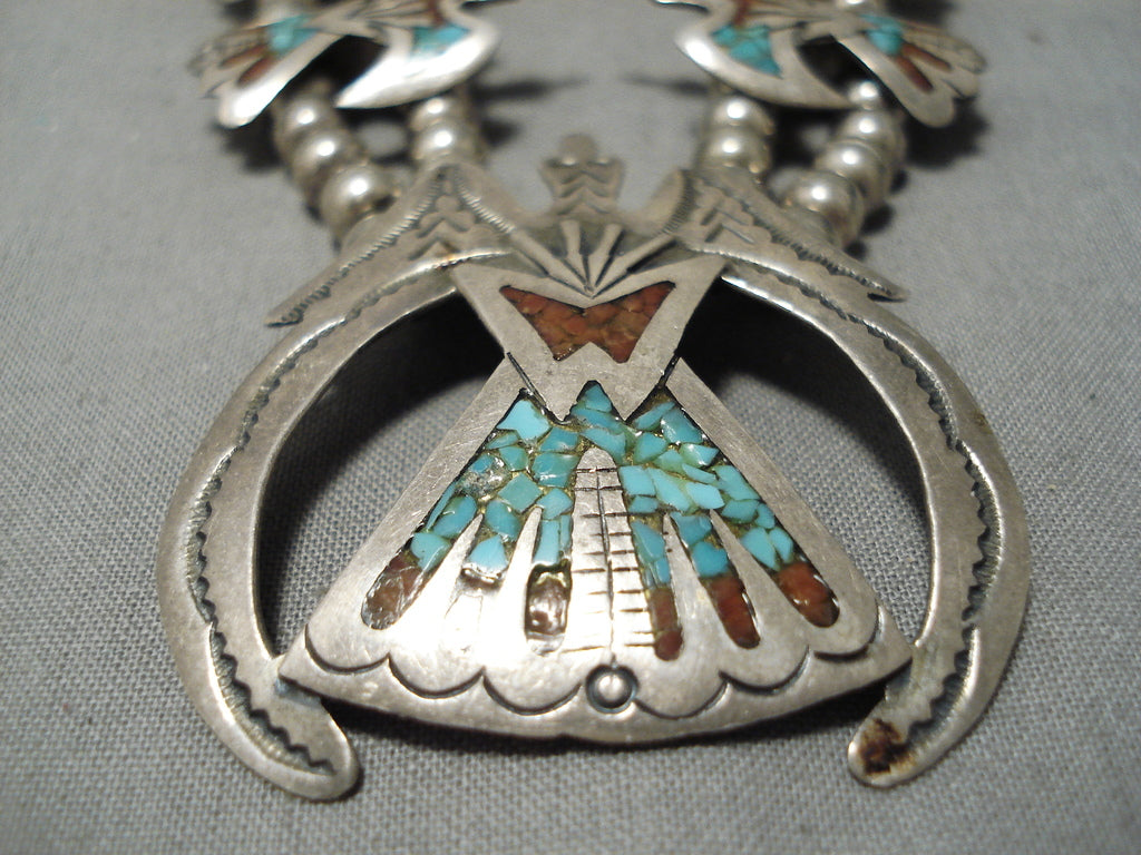 Rare Vintage Native American Navajo Turquoise Coral Sterling Silver Sq ...