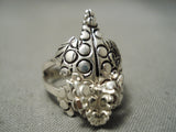 So Intricate!! Navajo Horney Toad Sterling Silver Native American Ring-Nativo Arts