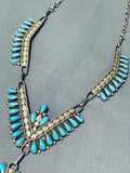 Stunning Vintage Native American Navajo Turquoise Sterling Silver Necklace-Nativo Arts