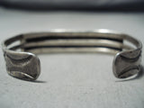 Earlier 1900's Vintage Native American Navajo Turquoise Ingot Silver Bracelet-Nativo Arts