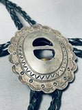 So Cool Vintage Native American Navajo 1st/2nd Phase Style Sterling Silver Concho Belt Bolo Tie-Nativo Arts