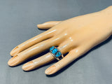 Marvlous Vintage Native American Navajo Kingman Turquoise Sterling Silver Ring-Nativo Arts