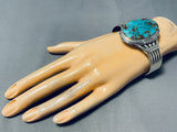 Intense Spiderweb Native American Navajo Turquoise Sterling Silver Bracelet Cuff-Nativo Arts