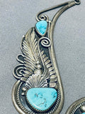 One Of The Most Ornate Vintage Native American Navajo Turquoise Sterling Silver Necklace-Nativo Arts