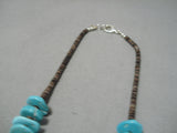Exceptional Vintage Native American Navajo Thick Turquoise Sterling Silver Necklace-Nativo Arts