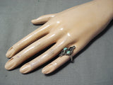 Stunning Vintage Native American Navajo 2 Turquoise Sterling Silver Swirl Ring Old-Nativo Arts