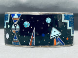 One Of The Finest Vintage Native American Navajo Turquoise Inlay Sterling Silver Bracelet-Nativo Arts