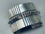Monumental Advanced Technique Native American Navajo Signed Huge Heavy Solid Silver Bracelet-Nativo Arts