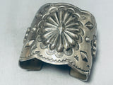 Powerful Hand Tooled Massive Vintage Native American Navajo Concho Sterling Silver Bracelet-Nativo Arts