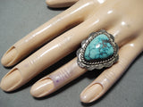 One Of The Best Vintage Native American Navajo Carico Lake Turquoise Sterling Silver Ring Old-Nativo Arts