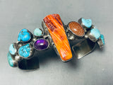 Rosie Lincoln Vintage Native American Navajo Turquoise Spiny Oyster Sterling Silver Bracelet-Nativo Arts