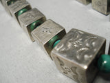 Best Vintage Native American Navajo Malachite Cubed Sterling Silver Necklace Old-Nativo Arts