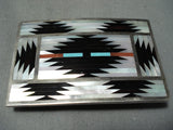 Talented Detail Vintage Native American Zuni Dishta Turquoise Sterling Silver Buckle-Nativo Arts