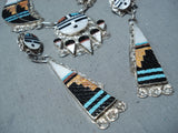 Striking Vintage Native American Zuni Turquoise Sterling Silver Necklace & Earring Set-Nativo Arts