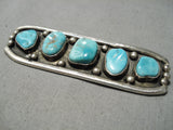 Native American Superior Vintage Morengo Sterling Silver Blue Gem Turquoise Pin-Nativo Arts